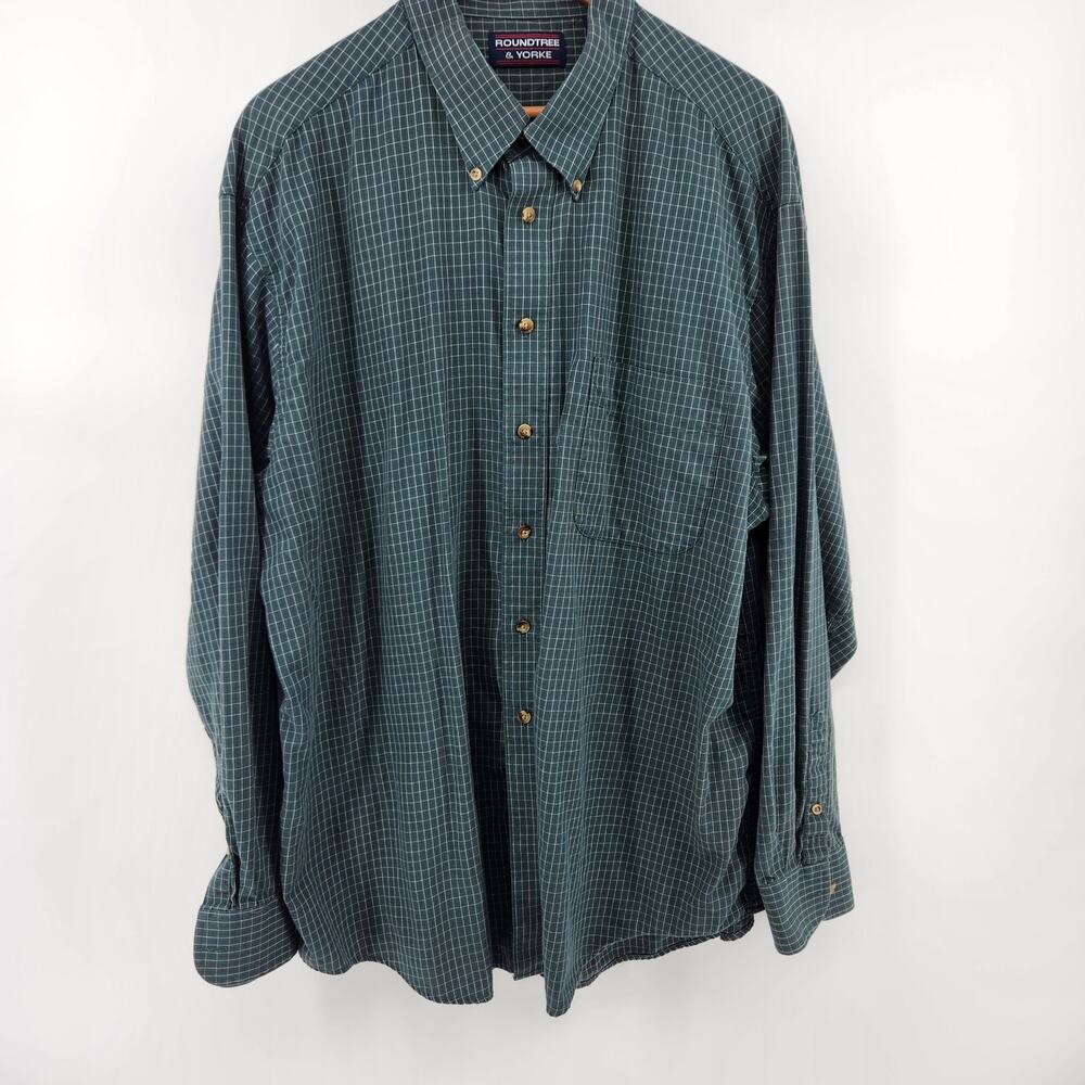 Roundtree & Yorke Men's XXL Long Sleeve Button Front Dress Shirt Cotton